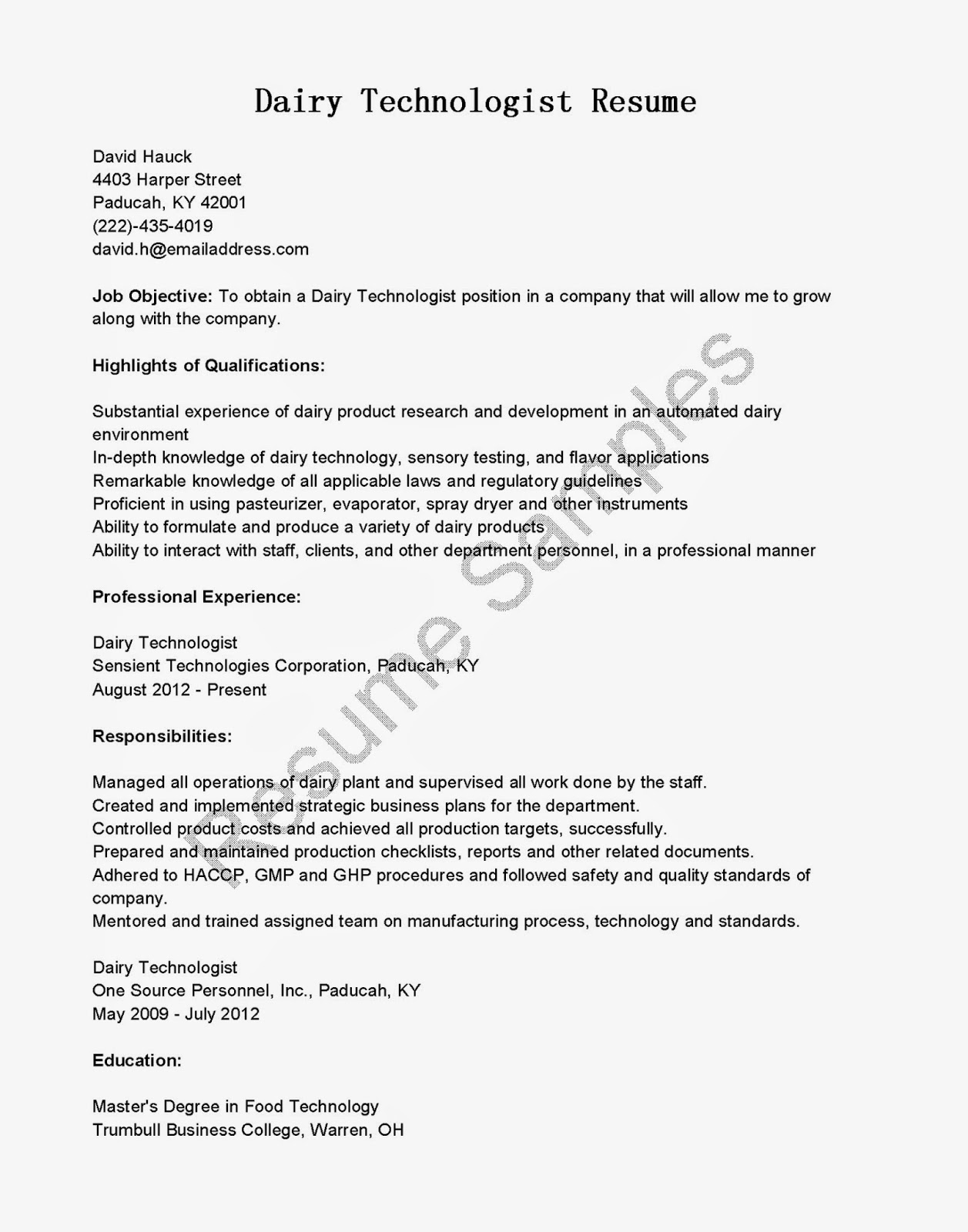 resume sles dairy technologist resume sle resume sles dairy technologist resume sle