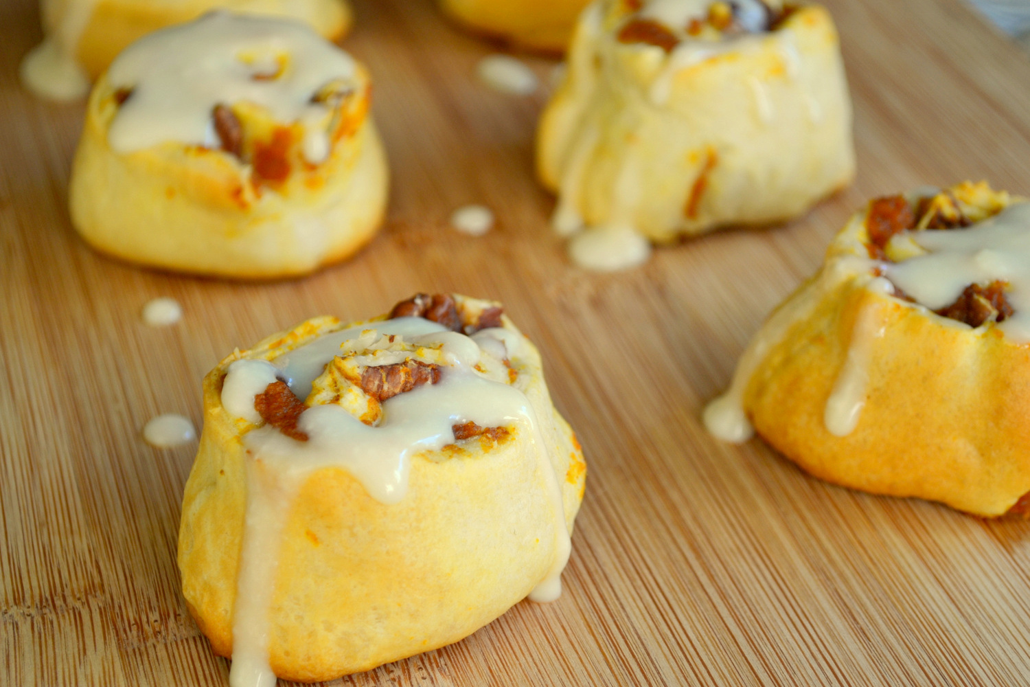 K&K Test Kitchen Easy Pumpkin Cinnamon Rolls with Maple Cream Cheese Icing