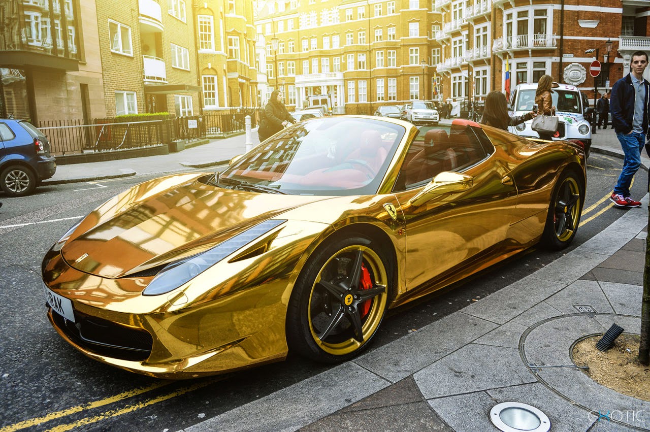 Luxury Life Design Chrome Gold Ferrari 458 Spider