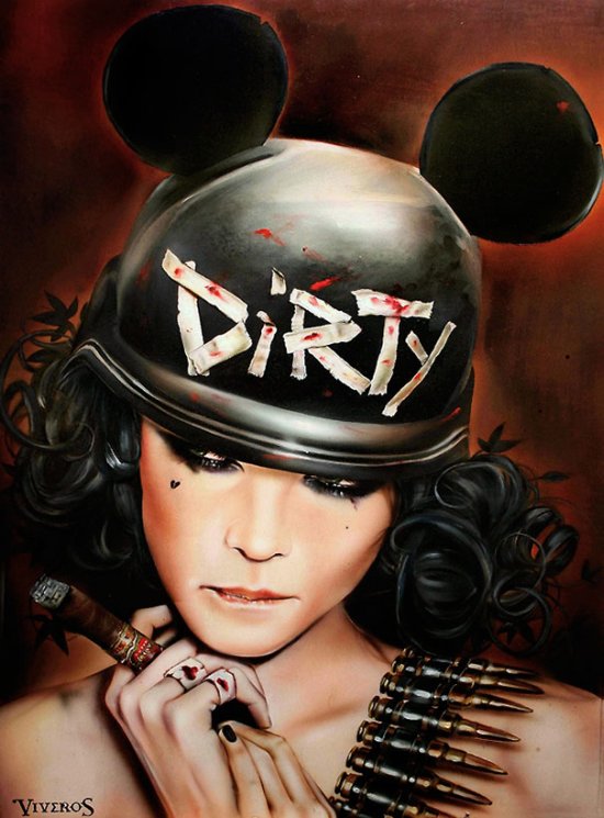As surreais pinturas hiper-realistas de mulheres prontas para a guerra e violência de Brian Viveros Brian Viveros pinturas mulheres badass violentas fumantes guerra surreal hiper realista
