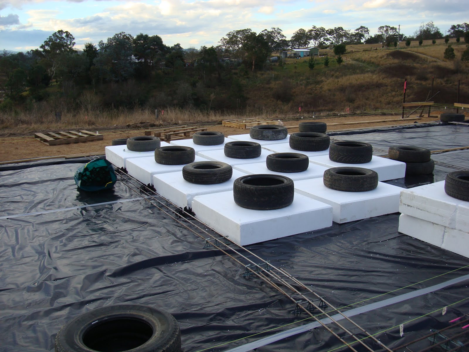 waffle pod placement for concrete slab off grid home