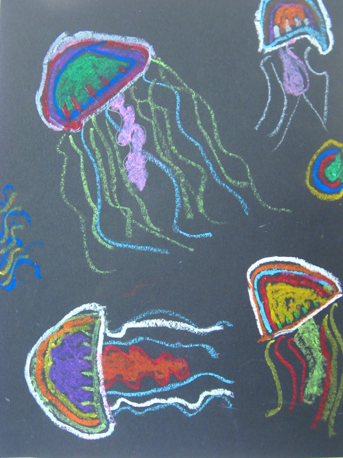 Miss Young's Art Room 3rd Grade Oil Pastel Jellyfish