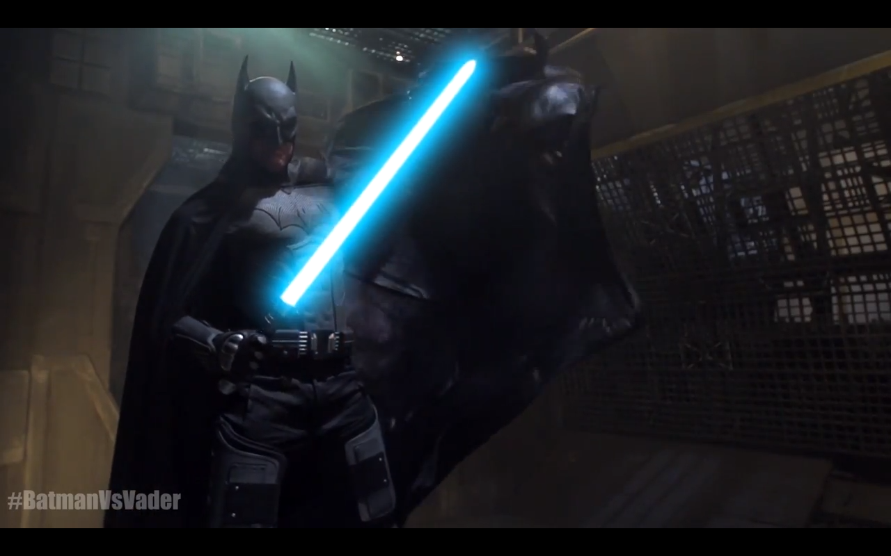VIDEO Batman Battles Darth Vader in Epic Lightsaber Showdown THE