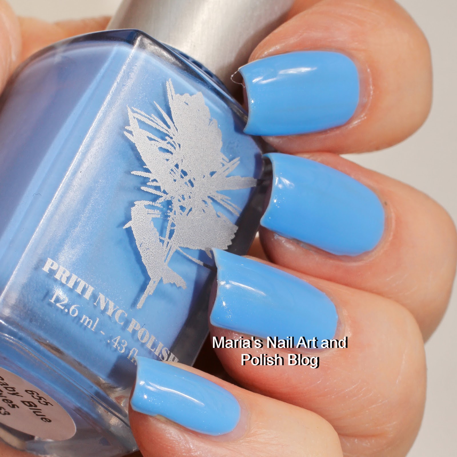 Marias Nail Art and Polish Blog: Priti Nyc Baby Blue Eyes, Glory Bush 