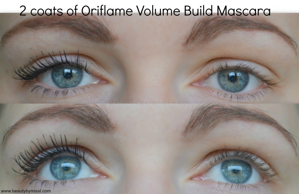 Oriflame Volume Build Mascara 2 coats of Oriflame Volume Build Mascara on lashes