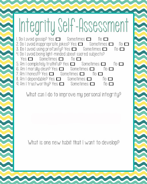 Granite Falls Ward YW Personal Progress Blog Integrity 2 Integrity
