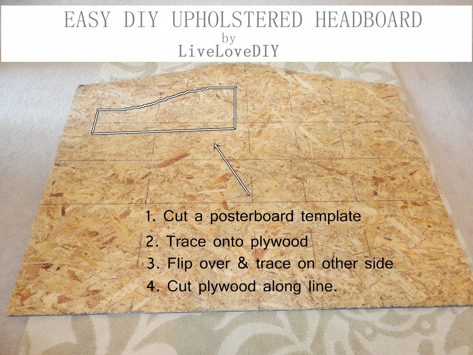LiveLoveDIY How To Make an Upholstered Headboard With a Drop Cloth
