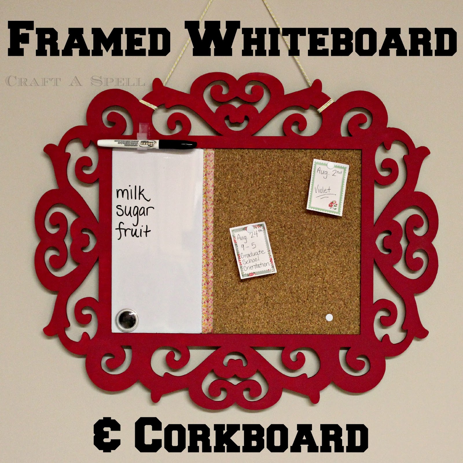 Craft A Spell DIY Framed Whiteboard and Corkboard
