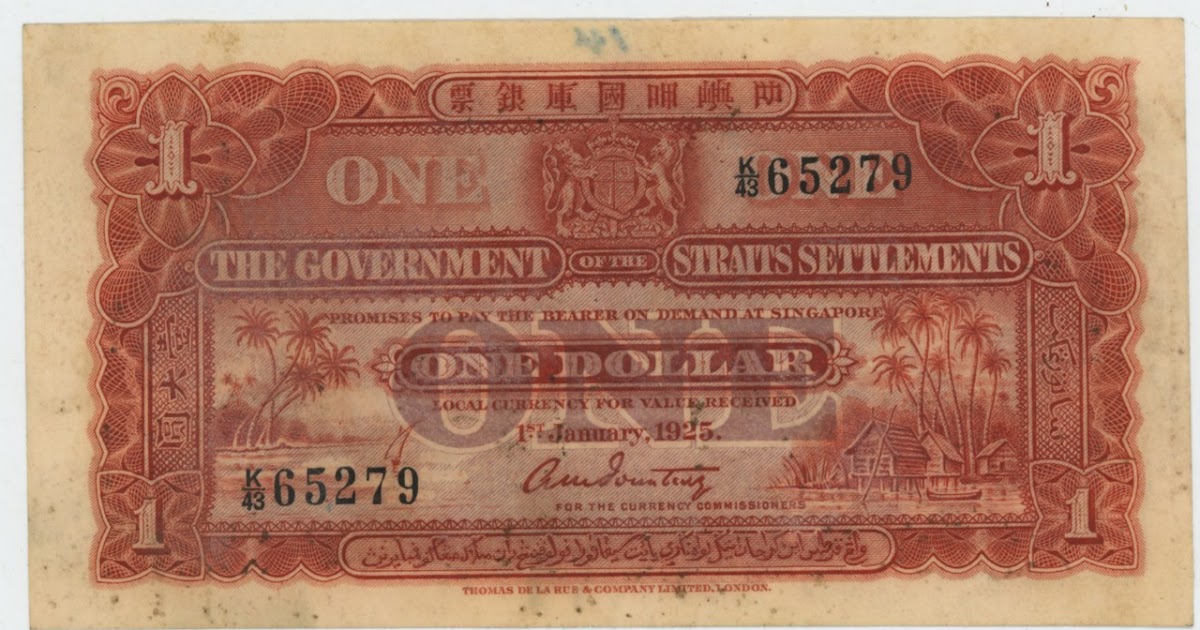 Straits Settlements currency 1 dollar banknote of 1925 Straits Settlements currency 1 dollar banknote of 1925