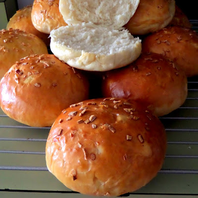 Onion Buns:  Soft and fluffy buns studded with onions