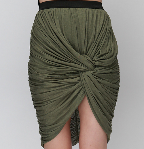 Knot Front Ruched Skirt