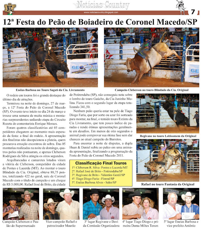 12ª Festa de Peão de Coronel Macedo foi um sucesso