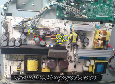 Fuente de LCD LG 42LC3R-MH Fuente de 42LC3R-MH con capacitores inflados