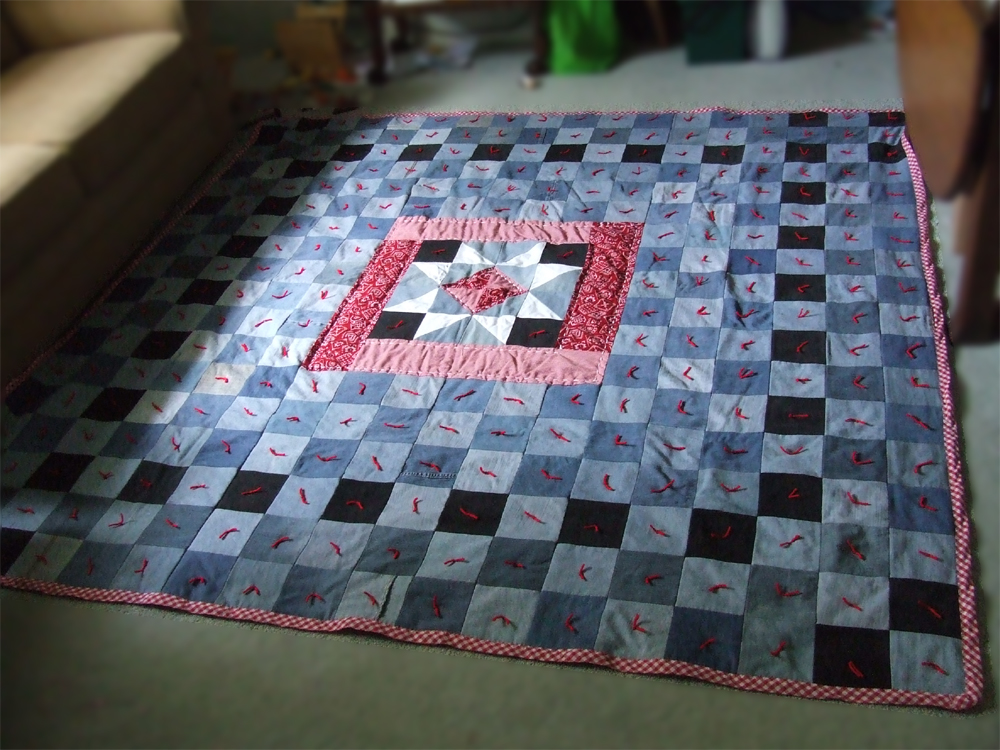 Idealeon Denim Quilt Red White and Blue