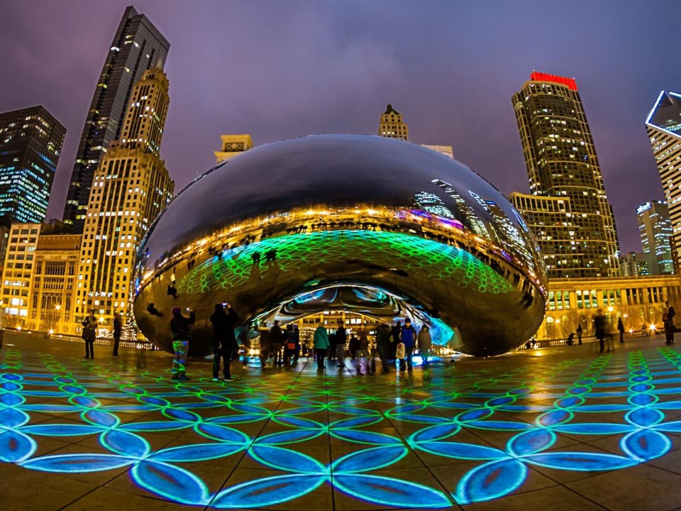 worldzone7 Millennium Park at Night Chicago