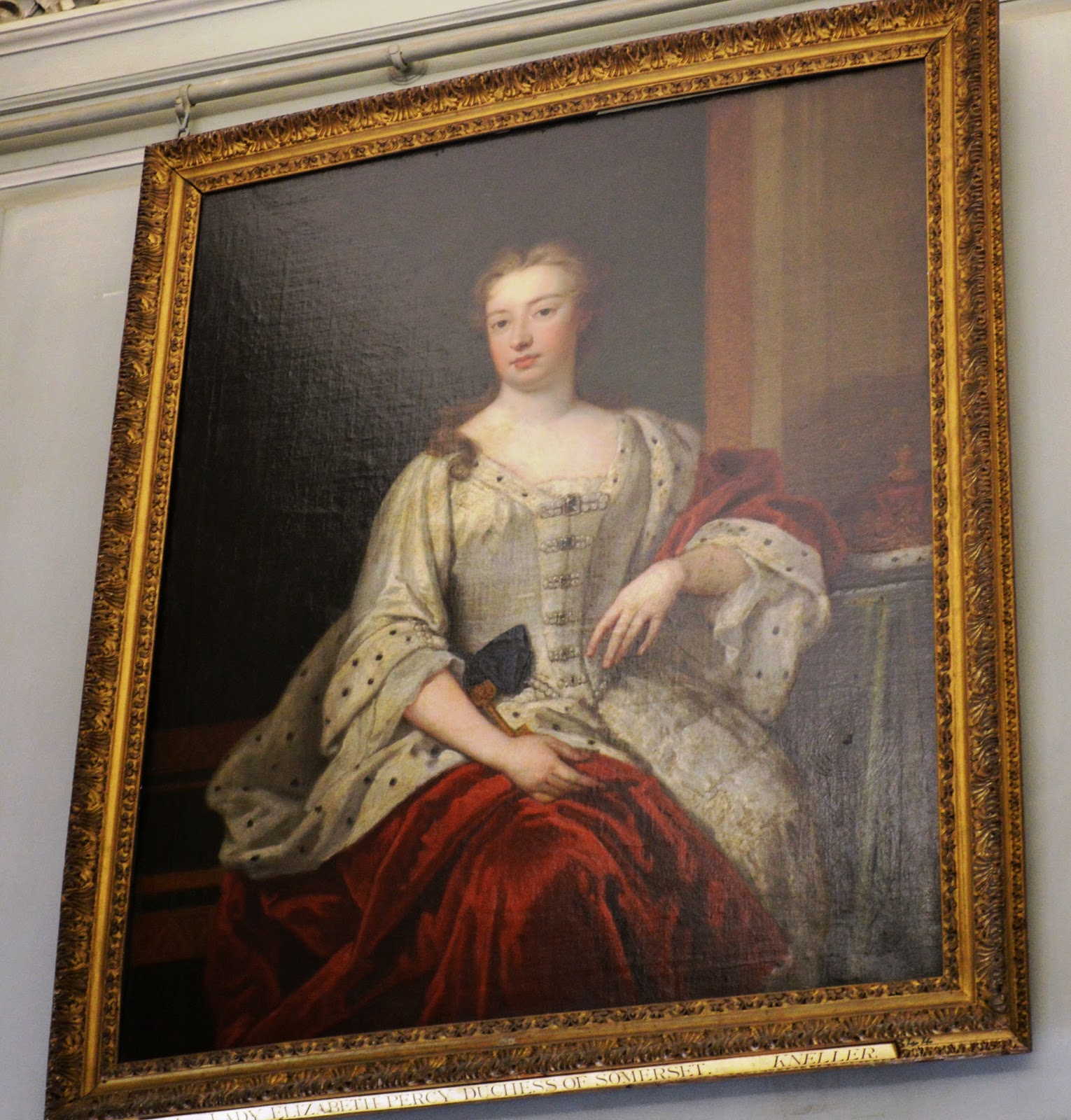painting, potrait, marriage, noble woman, duchess, countess, Petworth House and Garden, inside, interior, visit, review, National Trust, history, UK, England, Sussex, historical property, old building, culture, day trip, photo, photograph, Percy Family, Elizabeth Seymour, Duchess of Somerset, Earl of Egremount, Wyndham