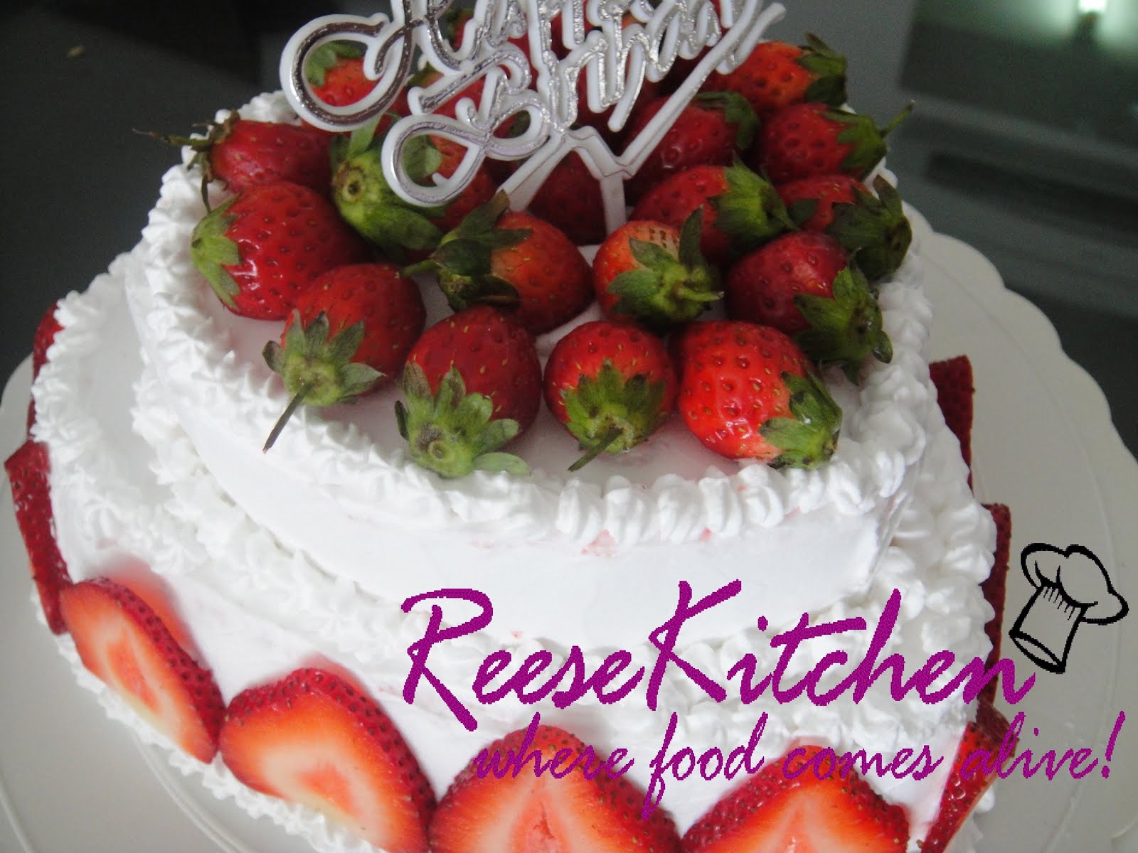 ReeseKitchen Happy Birthday Honey Simple Fruit Flan Cake