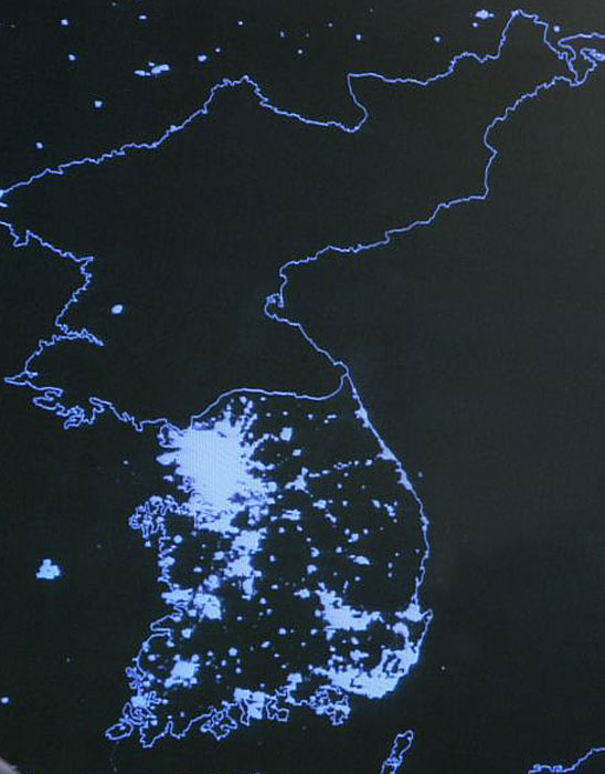 See that area on the map that is full of lights? That is South Korea
