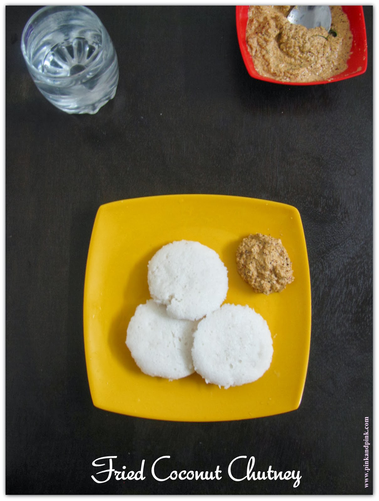 Easy Fried Coconut Chutney for Idli and Dosa Travel and Lunchbox Recipes Pink and Pink
