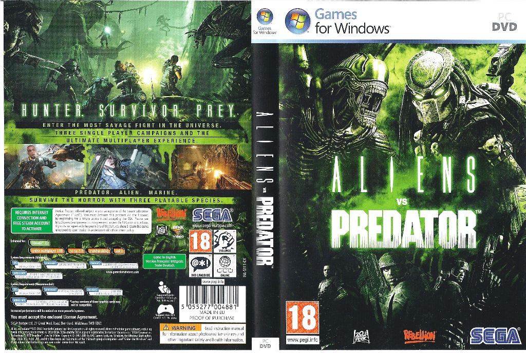 PC Games CD Cover: Alien vs Predator