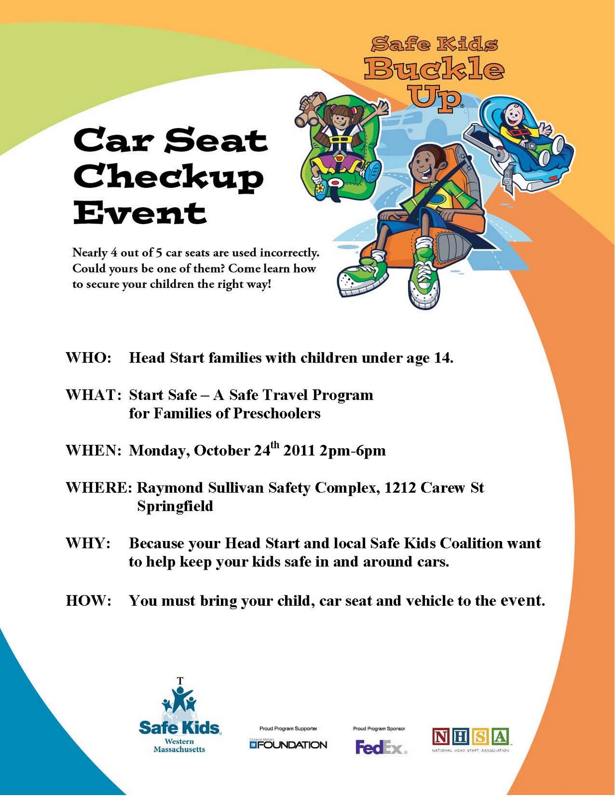 Safe Kids of Western Mass Car Seat Checkup Event, October 24,2011