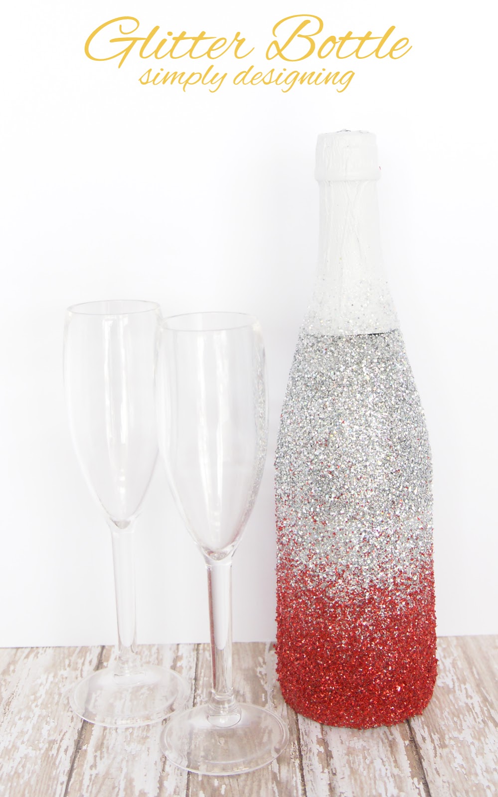 Glitter Bottle | a perfect way to dress-up a bottle of bubbly for Valentine's Day, Christmas, New Year's or a Wedding | #glitter #valentinesday #celebration