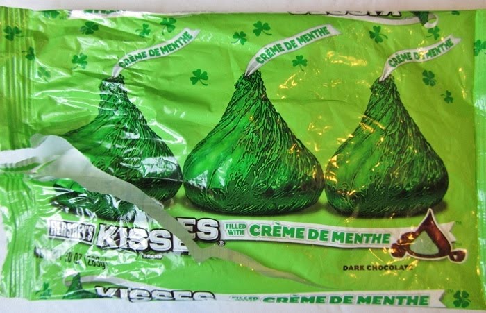dark chocolate Hershey's Kisses with creme de menthe