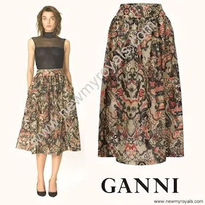 Crown Princess Mary Style GANNI City Hall Lace Skirt