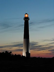 Lighthouse with its light lit