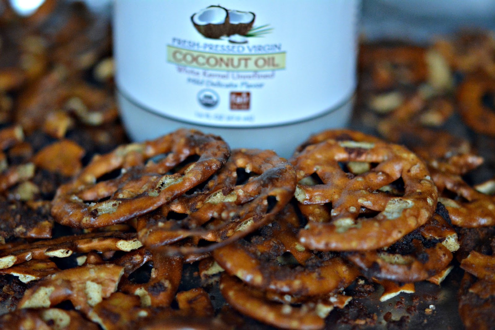 GLUTEN FREE PRETZELS + COCONUT OIL+ COCONUT SUGAR + CINNAMON = THE BEST