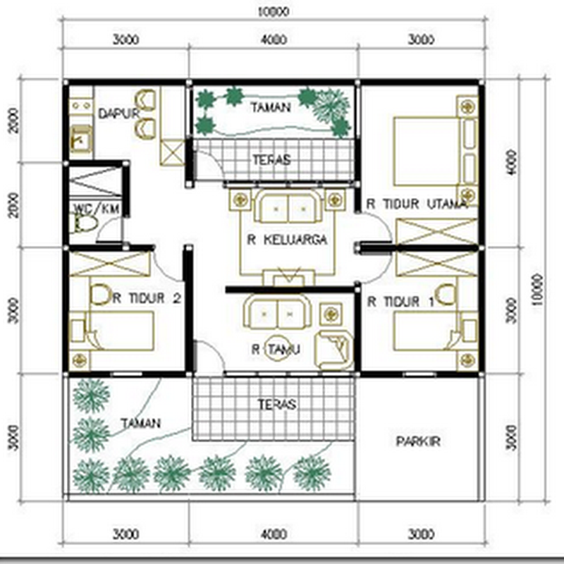 Desain dan Denah Rumah Minimalis 1 Lantai 