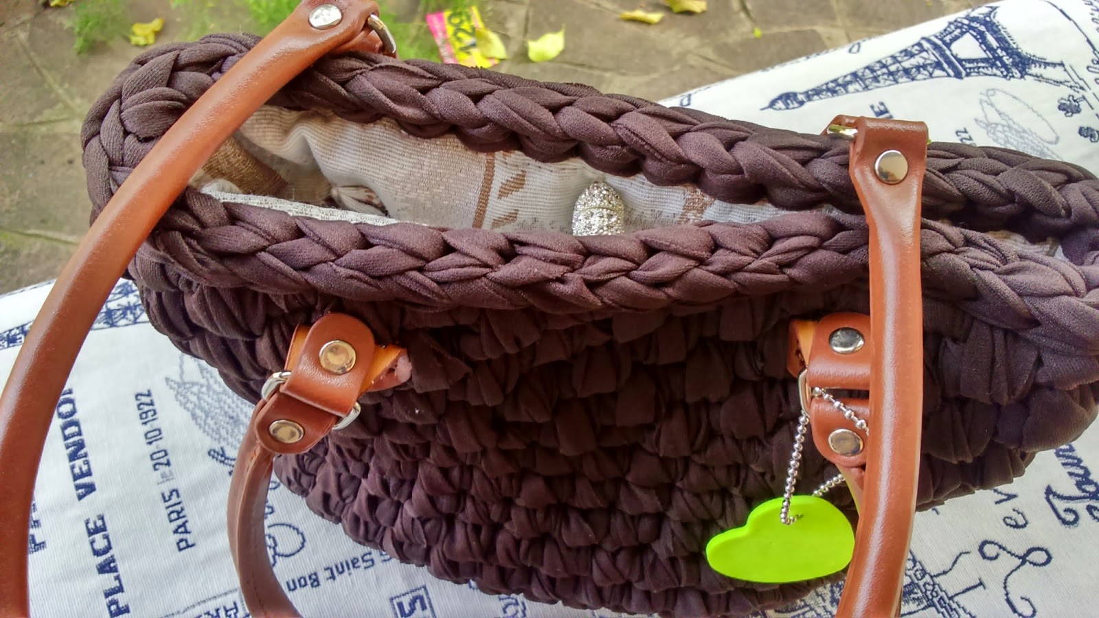 Borsa manico ecopelle cotone lucido marrone Borsa manico ecopelle cotone lucido marrone