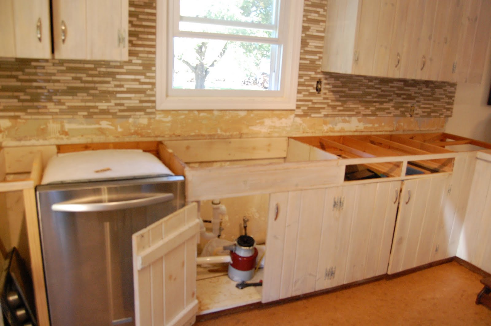 Kitchen cabinet trash can Knotty Pine Kitchen Cabinets Before and After