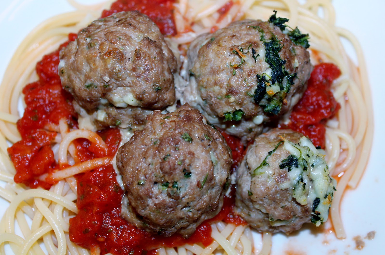 Key Ingredients Spinach and Mozzarella Stuffed Meatballs