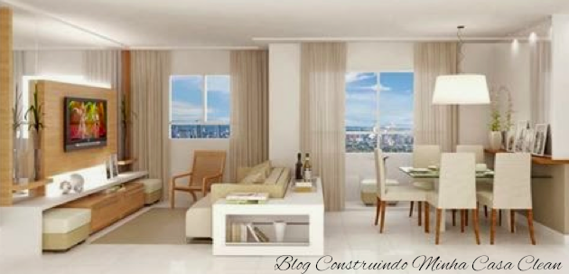 Sala De Tv E Sala De Jantar Juntas ~ neutros, espelho ao redor do painel da TV e cortinas creme de tecido Sala De Tv E Sala De Jantar Juntas ~ neutros, espelho ao redor do painel da TV e cortinas creme de tecido