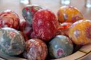 Decorating Easter Eggs silk tie easter eggs