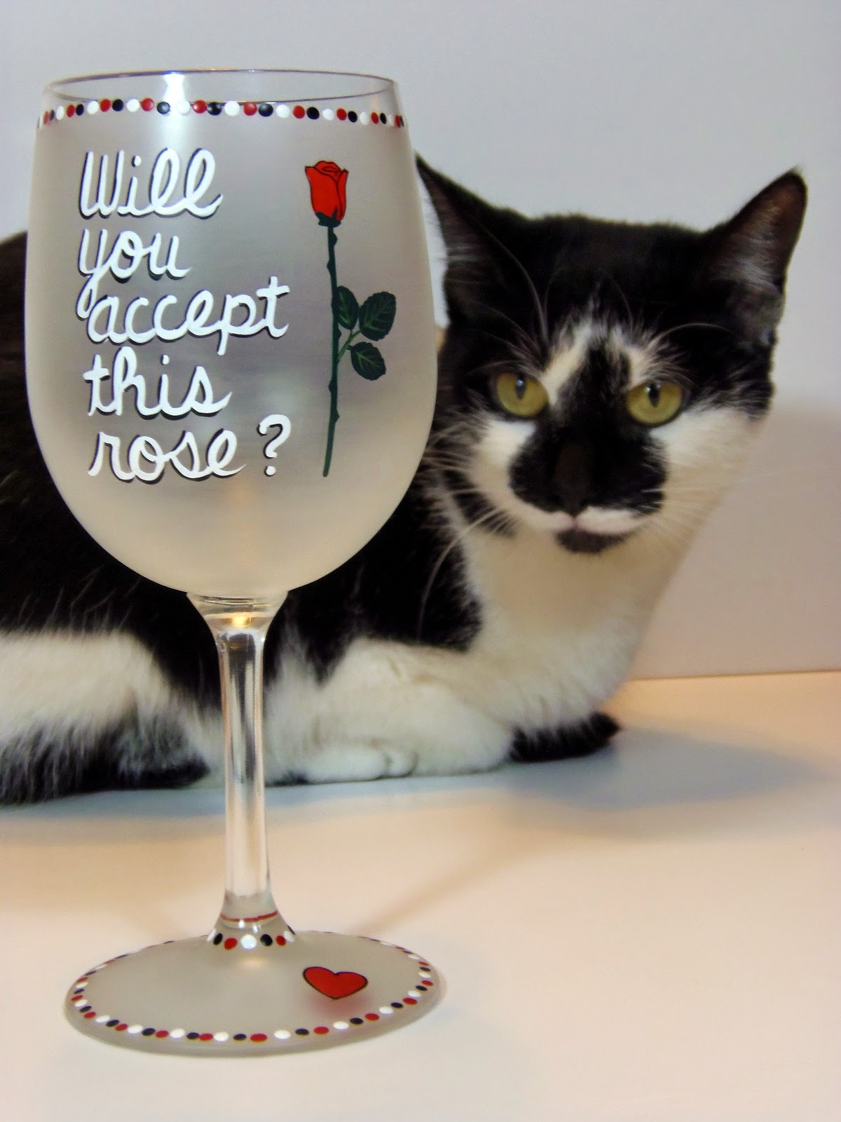 "Will you accept this rose?" painted wine glass "Will you accept this rose?" painted wine glass via kudoskitchenbyrenee.com