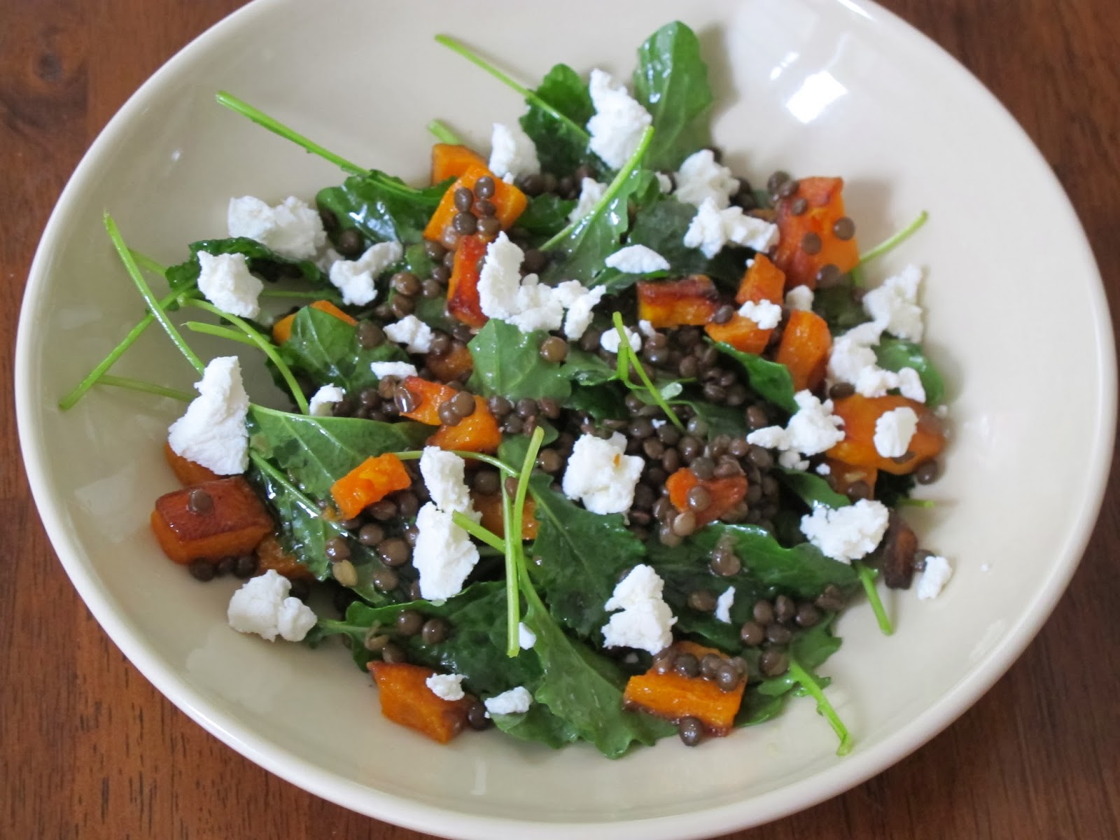 Kitchen Sink Diaries Revisited Recipe Butternut Squash, Lentil, & Goat Cheese Salad