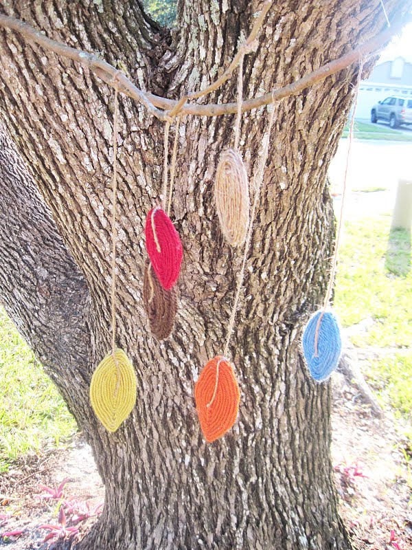 Two Shades of Pink Yarn Leaf Mobile Craft