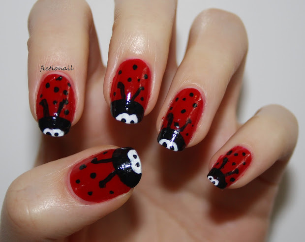 ladybird and minion nails