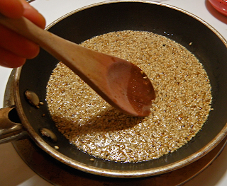 Sauteing Sesame and Mustard Seeds in Oil