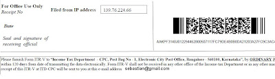 ITR V Form with Email id shown below
