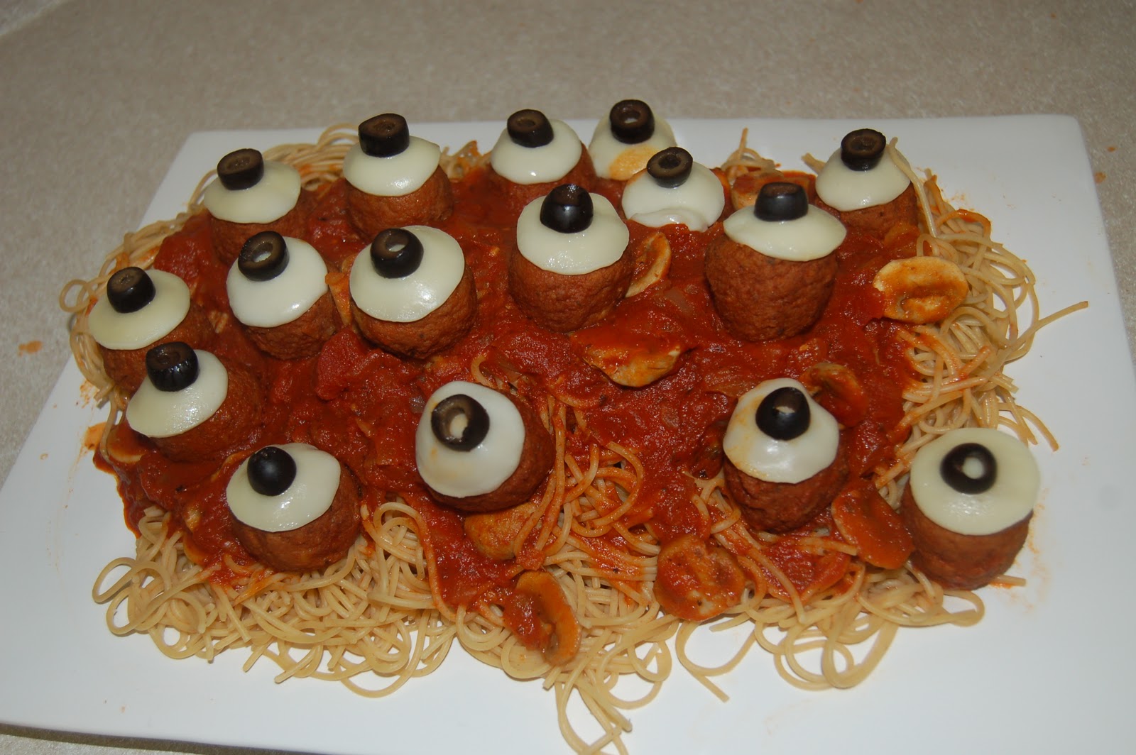 halloween spaghetti meatballs