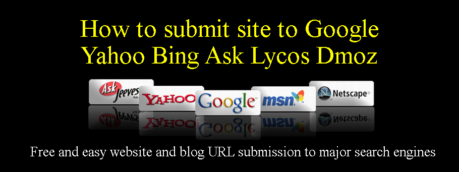 How to submit site to Google Yahoo Bing Ask Dmoz Lycos