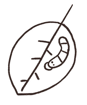 芋虫のイラスト（虫） モノクロ線画