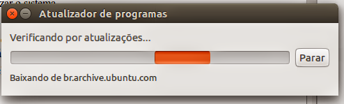 Aguarde o Ubuntu verificar se há atualizações... softwarer-updater