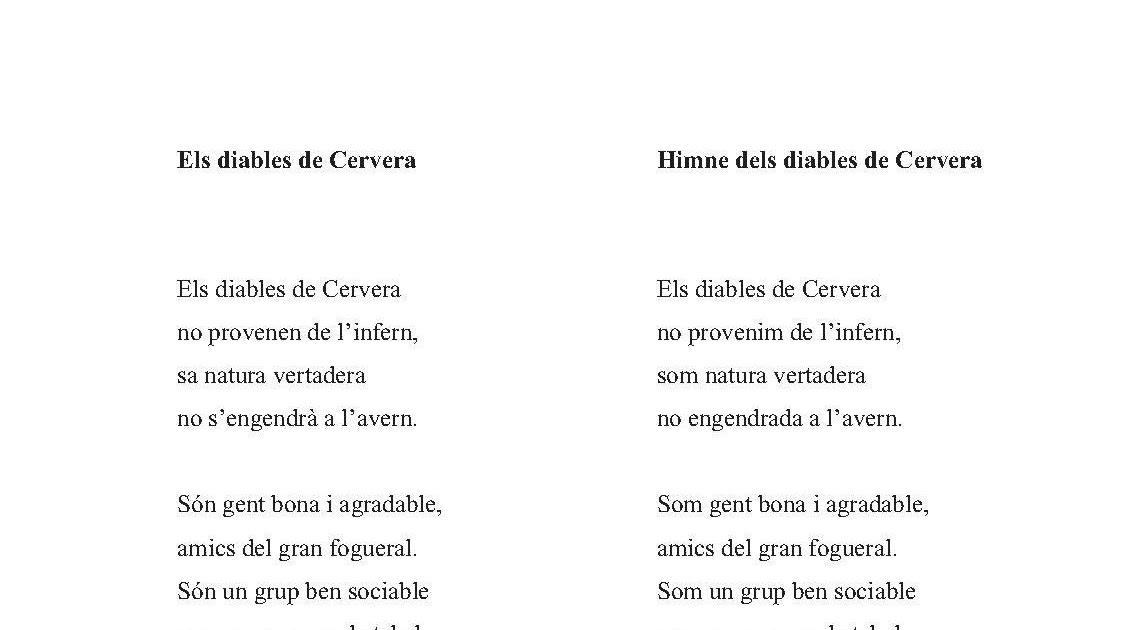 Poema i himne als diables de Cervera