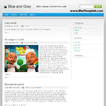 Blue and Gray blogger template convert from wordpress theme to blogger. minimalist blogger template.