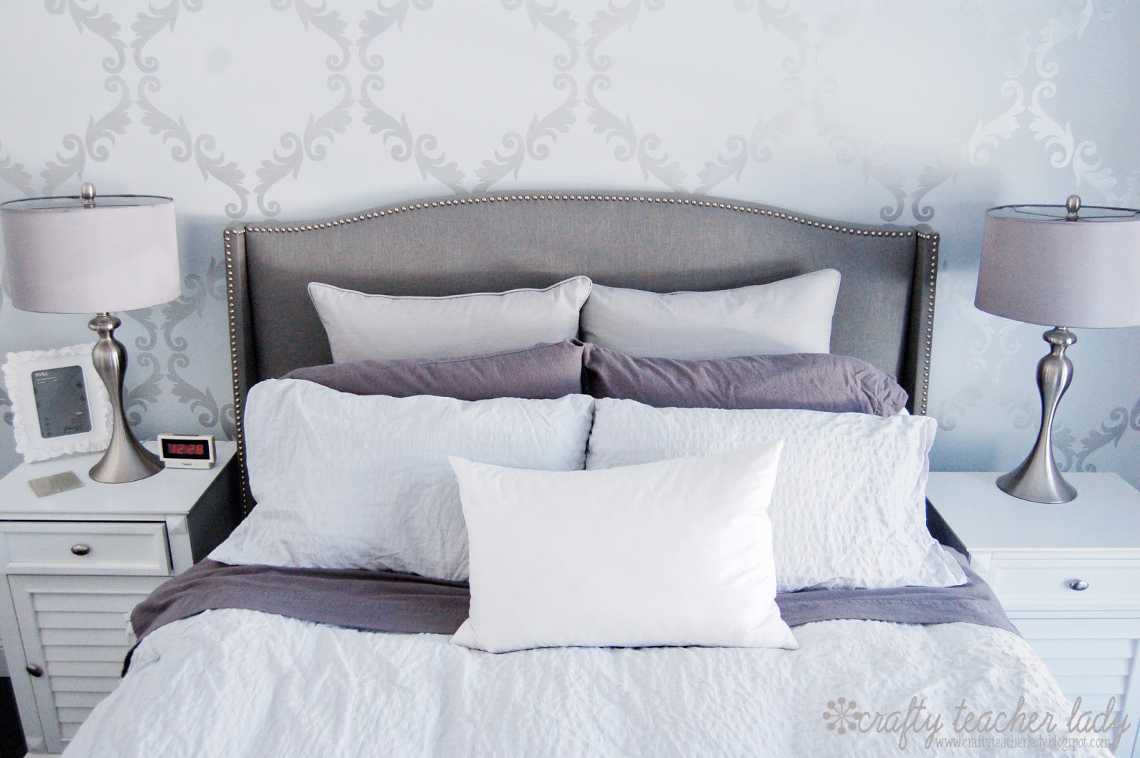 Crafty Teacher Lady Upholstered Nailhead Trim Headboard