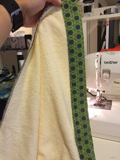 Spa wrap with decorative edge. This is it sewn on.